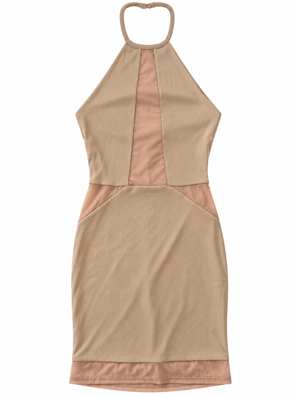 NBD Halter Bodycon Dress in Beige and Blush